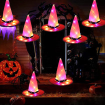 Witch Hat Halloween Decorations Glowing Witch Cap Hat Lighted for Halloween Party Decor Cosplay Costume Accessory Generic