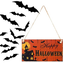 Brain Giggles Halloween Door Hanging Welcome Sign Happy Halloween Wooden Plaque Board Sign