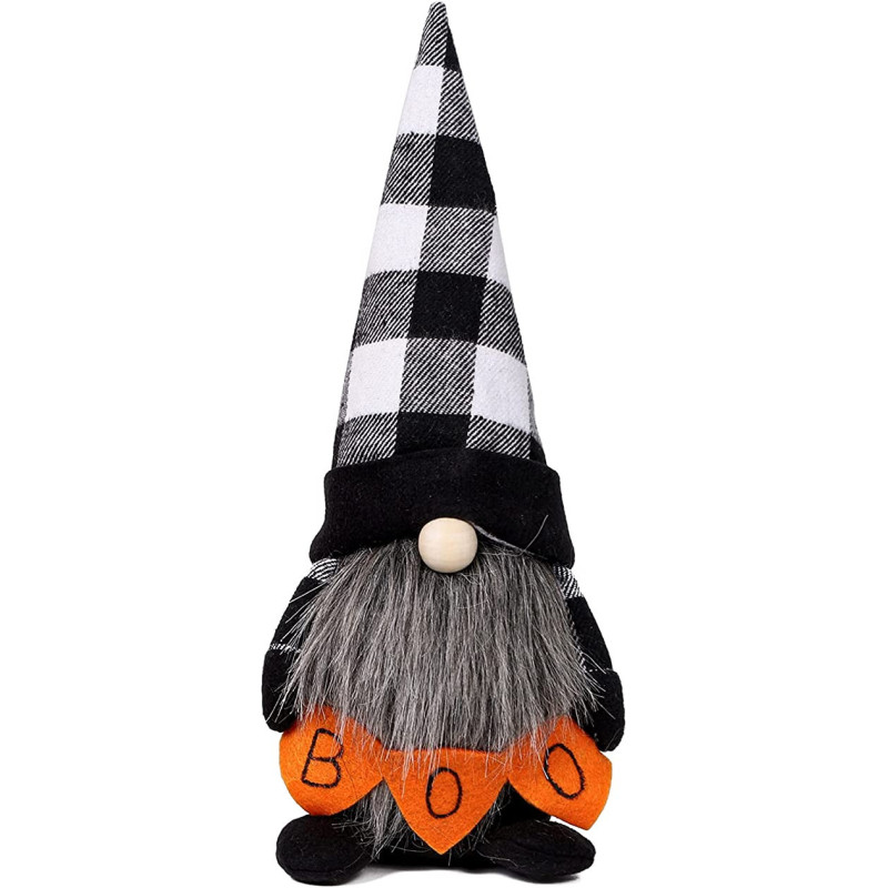 Brain Giggles Halloween Doll Halloween Gnomes Plush Faceless Doll with Checkered Black and White hat