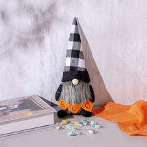 Brain Giggles Halloween Doll Halloween Gnomes Plush Faceless Doll with Checkered Black and White hat