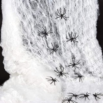 Brain Giggles Halloween Spider Web 40 grams with 20 Spiders for Super Stretch Cobweb for Indoor and Outdoor Halloween Decoration