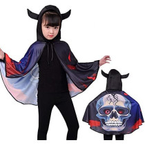 Brain Giggles Halloween Kids Cape with Devil Horns Skull 