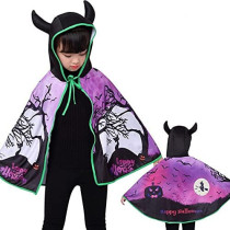 Brain Giggles Halloween Kids Cape with Devil Horns Witch 