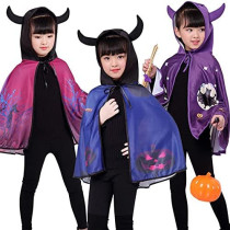 Brain Giggles Halloween Kids Cape with Devil Horns Witch 