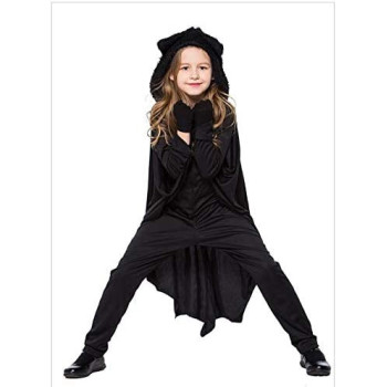 JADE Kids Halloween Costume Black Bat Wings Hooded Cape Costume with Gloves for Boys & Girl Bat Costume for Halloween