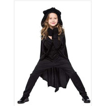 JADE Kids Halloween Costume Black Bat Wings Hooded Cape Costume with Gloves for Boys & Girl Bat Costume for Halloween