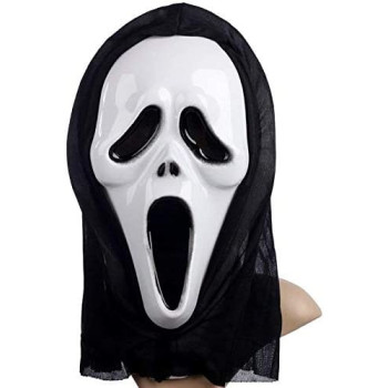 JADE Halloween Screaming Ghost Mask with Hood Halloween Cosplay Ghost Mask with Hood Halloween Cosplay Costume