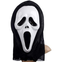 JADE Halloween Screaming Ghost Mask with Hood Halloween Cosplay Ghost Mask with Hood Halloween Cosplay Costume