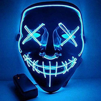 JADE Halloween Mask LED Light up Purge Mask for Halloween Party Halloween Mask with Blue Lights MASK FOR Kids and Adults