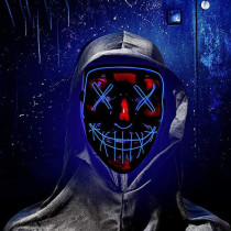 JADE Halloween Mask LED Light up Purge Mask for Halloween Party Halloween Mask with Blue Lights MASK FOR Kids and Adults