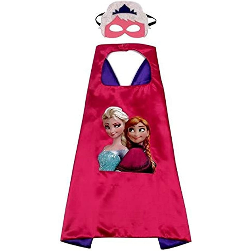 JADE Double Sided Princess Anna Cape and Mask Costume Frozen Dress Set for Girls Multi Color