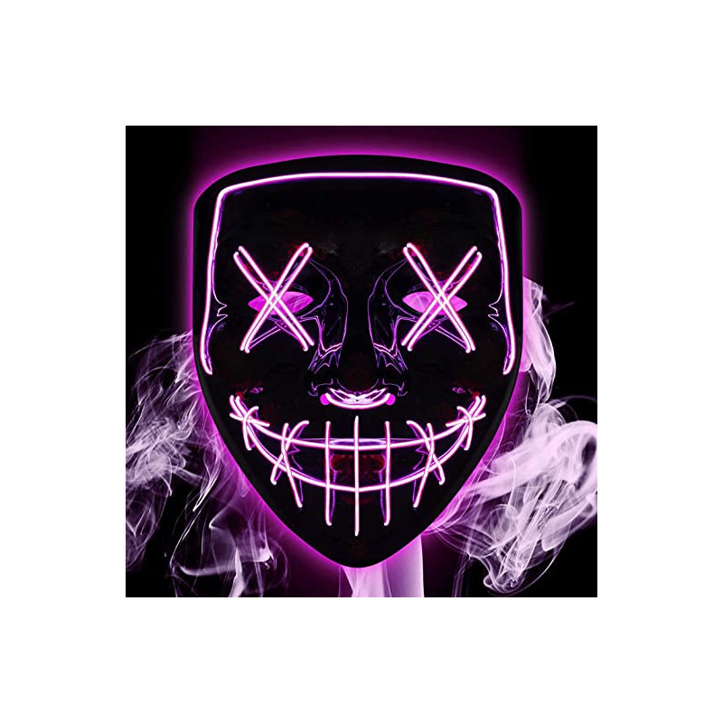 JADE Halloween Mask LED Light up Purge Mask for Halloween Party Halloween Mask with Purple Light for Kids and Adults