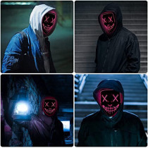 JADE Halloween Mask LED Light up Purge Mask for Halloween Party Halloween Mask with Purple Light for Kids and Adults