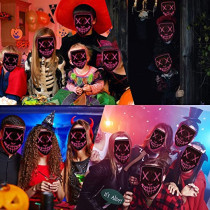 JADE Halloween Mask LED Light up Purge Mask for Halloween Party Halloween Mask with Purple Light for Kids and Adults
