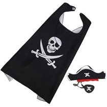 JADE Pirate Superhero Cape Costume set with Mask for Halloween Brithday Party Dressup Role Play Multi Color