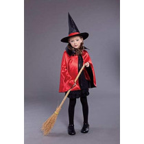 Jade Double Sided Red Witch Cape And Hat Costume Set For Halloween Birthday Party Dress Up Role Play Role Play Costume 90 * 90