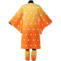 Brain Giggles Halloween Costume Cosplay Demon Slayer Costume Zenitsu Cosplay Agatsuma Kimono Anime Outfit for Kids and Adults