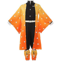 Brain Giggles Halloween Costume Cosplay Demon Slayer Costume Zenitsu Cosplay Agatsuma Kimono Anime Outfit for Kids and Adults