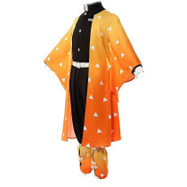 Brain Giggles Halloween Costume Cosplay Demon Slayer Costume Zenitsu Cosplay Agatsuma Kimono Anime Outfit for Kids and Adults