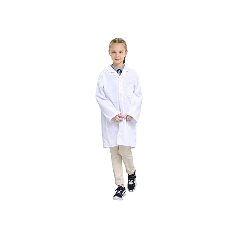 Brain Giggles White Lab Coat for kids Scientist Costume Doctor Coat or Halloween Costume for kids