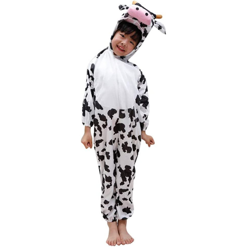 Jade Cow Costume For Kids Animal Costume For Boys And Girls Cow Jumpsuit Costume For Kids Party Medium Multi ColorBrand JADE