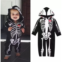 Brain Giggles Skeleton Costume Hooded Romper for Infant Perfect First Hallowen Costume for kids