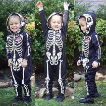 Brain Giggles Skeleton Costume Hooded Romper for Infant Perfect First Hallowen Costume for kids
