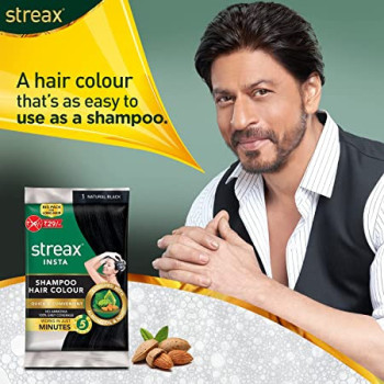 Streax Insta Shampoo Hair Colour 25 Ml Natural Black Sachet