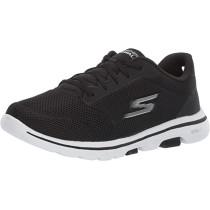Skechers Women's Go Walk 5 Lucky Trainers, Black Textile White Trim, 37 EU