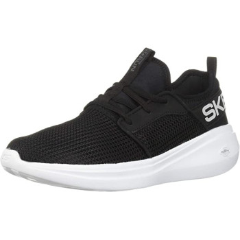 Skechers Women's Go Run Fast Valor Sneaker, Black White, 6.5