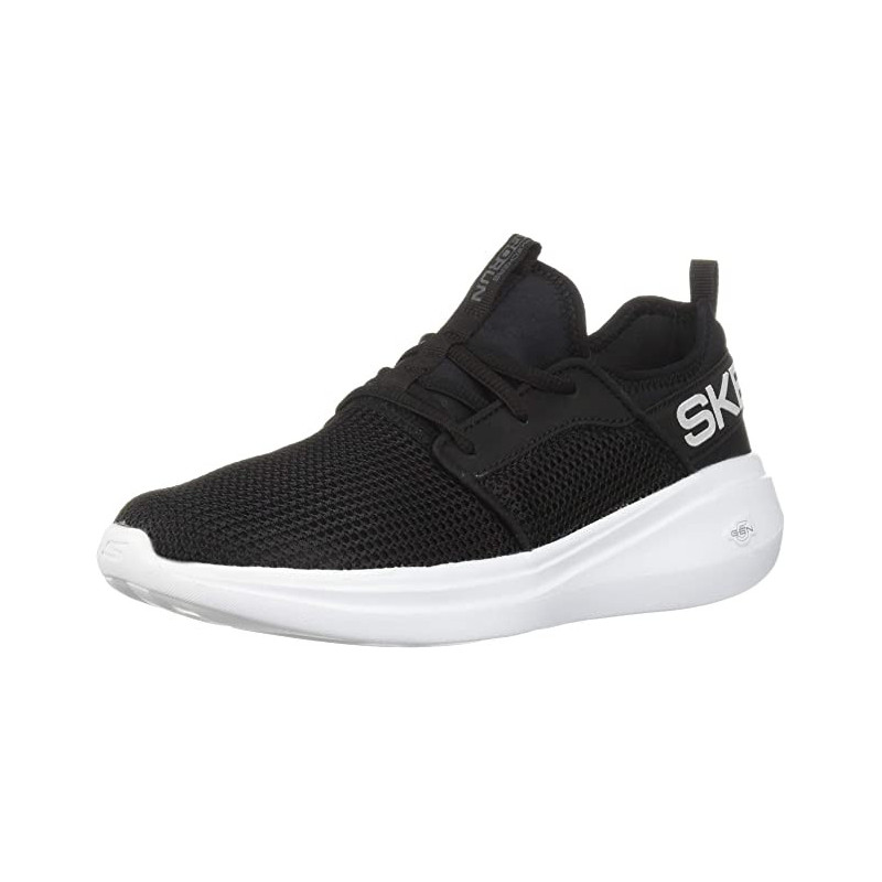 Skechers Women's Go Run Fast Valor Sneaker, Black White, 6.5