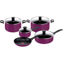 Tefal Simply Cook 9 Pcs Cooking Set, Purple, Aluminium, B093S986