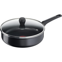 Tefal B55532 Easy Cook & Clean Saute Pan 24 cm with Glass Lid Non Stick Coating Safe Thermal Signal Stable Base, Gentle Cooking Black