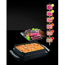 Tefal Optigrill Plus Indoor Electric Grill With Snacking And Baking Accessory, 2000 Watts, Silver, Stainless Steel, Gc715D28
