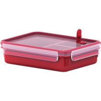 Tefal Master Seal Micro Rectangle Food Storage With Inserts, 1.2 Litre, Red Clear, K3102412