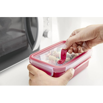 Tefal Master Seal Micro Rectangle Food Storage With Inserts, 1.2 Litre, Red Clear, K3102412