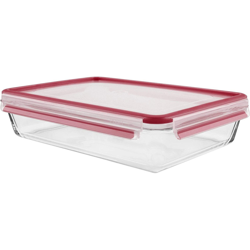 TEFAL Masterseal Food Keeper 2 Litre Food Storage Container, Red Clear,Glass, K3010112