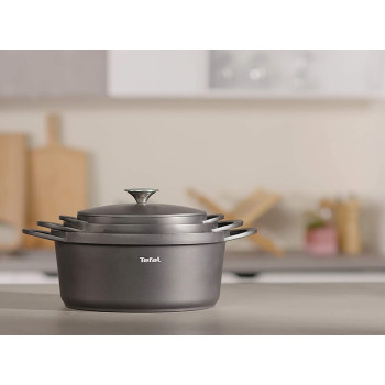 TEFAL TRATTORIA E21846 Casserole Pot 24 CM Cast Aluminium Cast Lid Non Stick Coating Good Heat Retention Stewing Dishes