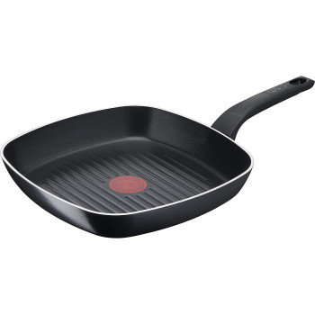 Tefal B55540 Easy Cook and Clean Grill Pan 26 x 26 cm Non Stick Coating Safe Thermal Signal Stable Base Ideal Shape Healthy Cooking Black