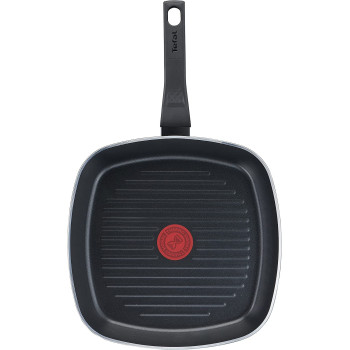 Tefal B55540 Easy Cook and Clean Grill Pan 26 x 26 cm Non Stick Coating Safe Thermal Signal Stable Base Ideal Shape Healthy Cooking Black