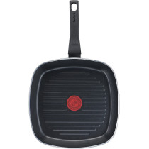Tefal B55540 Easy Cook and Clean Grill Pan 26 x 26 cm Non Stick Coating Safe Thermal Signal Stable Base Ideal Shape Healthy Cooking Black