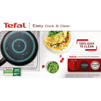 Tefal B55540 Easy Cook and Clean Grill Pan 26 x 26 cm Non Stick Coating Safe Thermal Signal Stable Base Ideal Shape Healthy Cooking Black