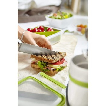 Tefal Masterseal Food Keeper 0.85 Litre Sandwich Box Square Food Container Green Clear Plastic K3100812