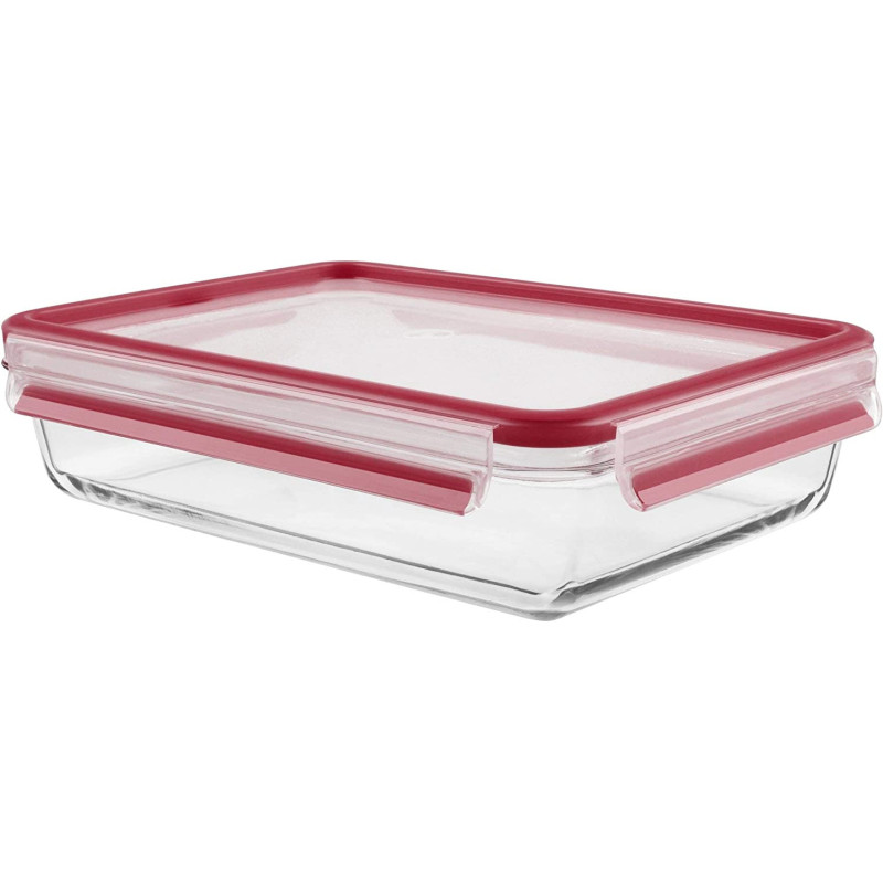 Tefal K3010612 Masterseal Food Keeper Storage Container Red Clear Glass 3.0 Liter