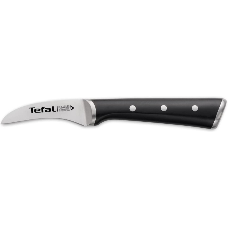 Tefal Ice Force 7Cm Curved Paring Knife Black Stainless Steel K2321214 Silver Black