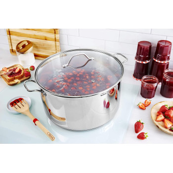 Tefal B9086414 Intuition Xl Large Stainless Steel Stock Pot 28 Cm 9.8 L With Glass Lid For All Heat Sources Including Induction