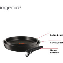 Tefal L65092 Ingenio Expertise Pan Set 3 Piece Handle Included Suitable For Induction Non Stick Black