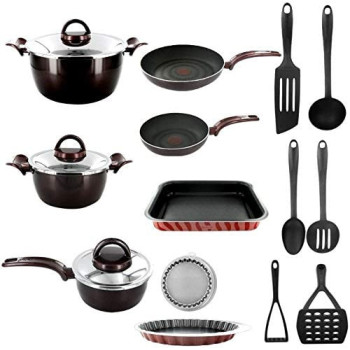 Tefal Aluminum Sensorielle Red Noble Cookware Set Of 15 Piece D2379962