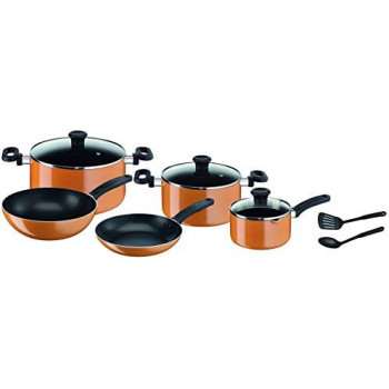 Tefal B168A474 10 Pieces Prima Cooking Set Orange Black W 45.2 X H 37.4 X D 29.4 Cm Aluminum