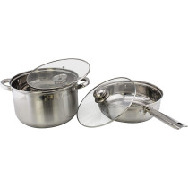 Wilson Stainless Steel 12 Piece Cookware Set Casserole Saucepan Fry Pan Heavy Duty With Stainless Steel Handle Gas Stovetops Compatible For Family Meals
